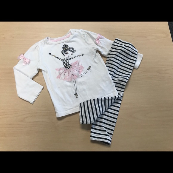 Ensemble Bébé Gymboree Rose Renard - Haut Et Pantalon Rayé, Taille 0-3 Mois, Occasion